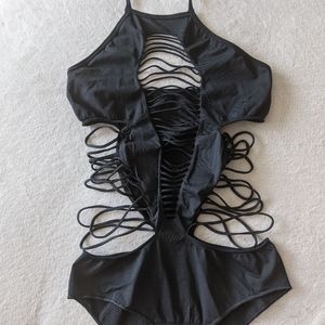 La Senza Sexy Strappy Black Halter Bodysuit